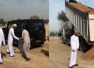 Видео: Принц Дубая спас водителя грузовика