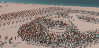 Видео: Из флагов ОАЭ составили впечатляющий портрет отца-основателя страны