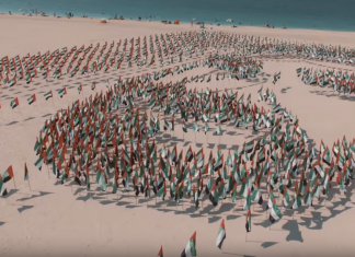 Видео: Из флагов ОАЭ составили впечатляющий портрет отца-основателя страны