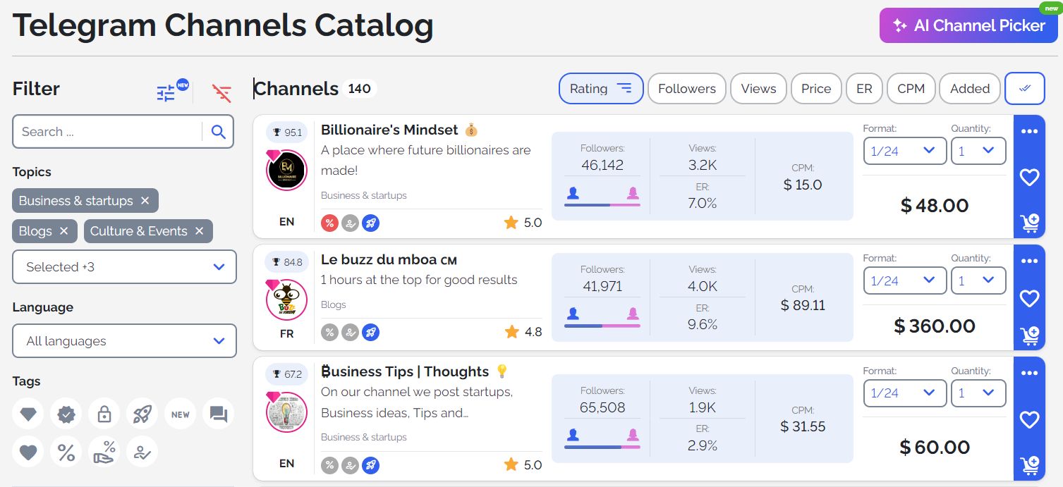 How to Choose Telegram Channels for Advertising Your Business: Manually and in the Catalog